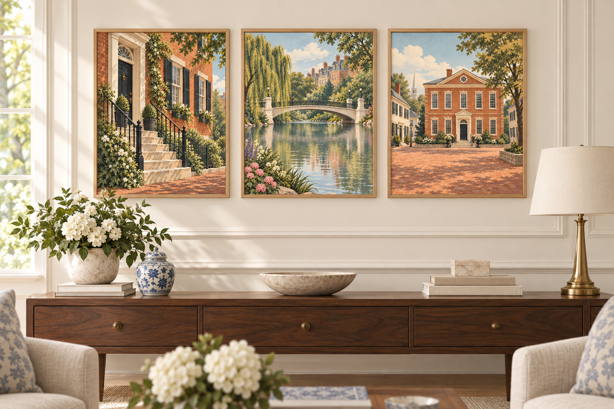 Massachusetts set of three room mockup