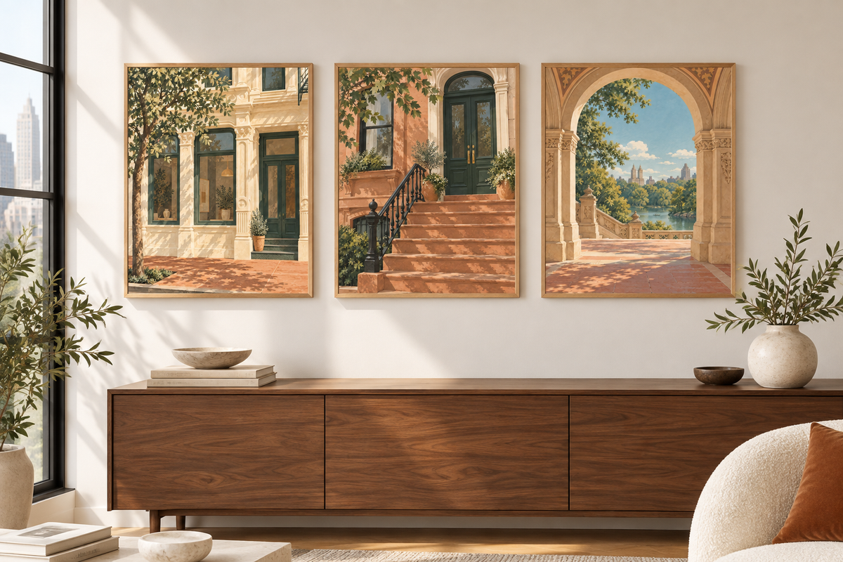 New York set of three room mockup