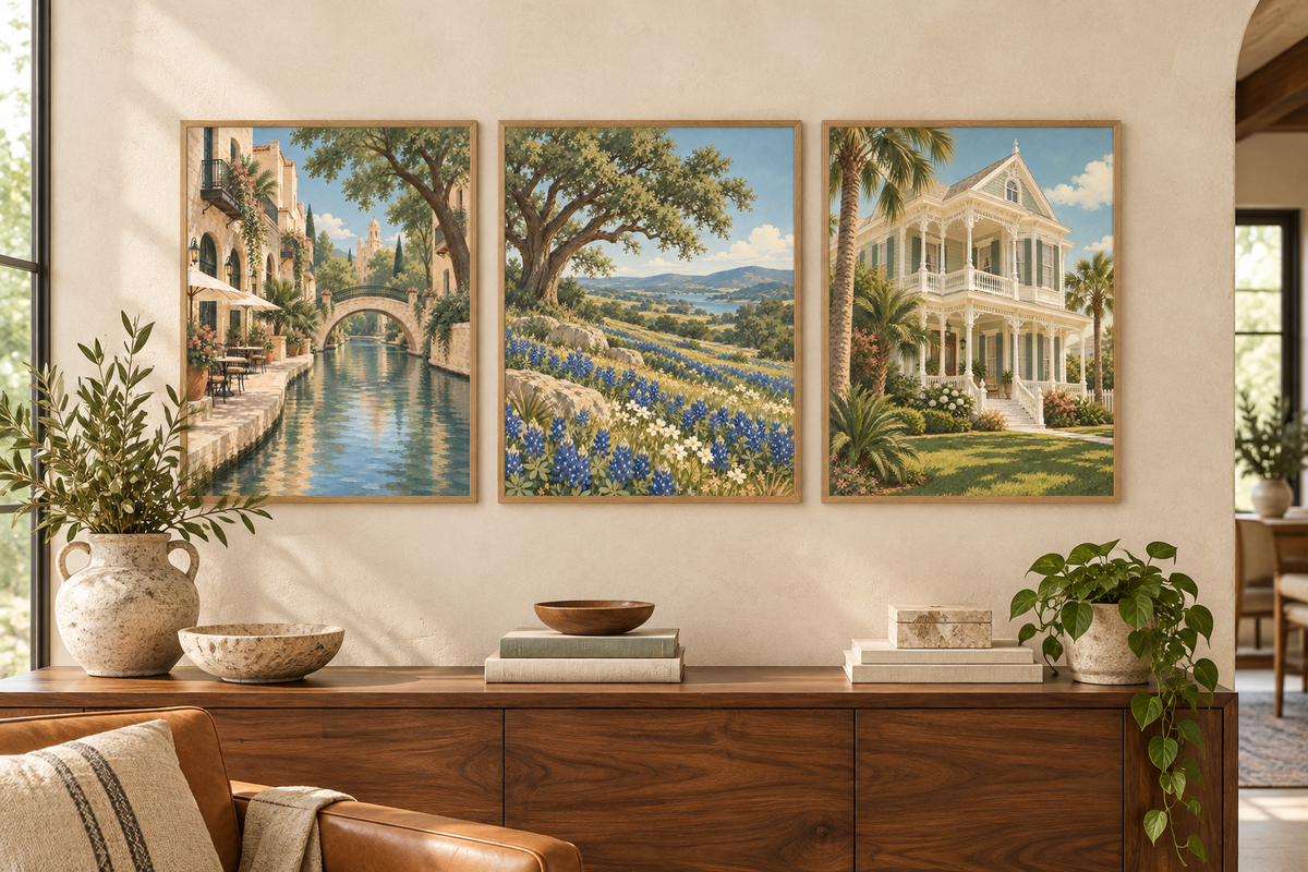 Texas set of three room mockup