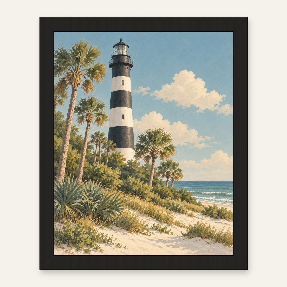 Hunting Island Light — black frame, digital preview
