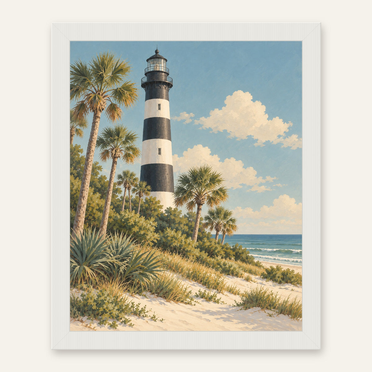 Hunting Island Light — white frame, digital preview