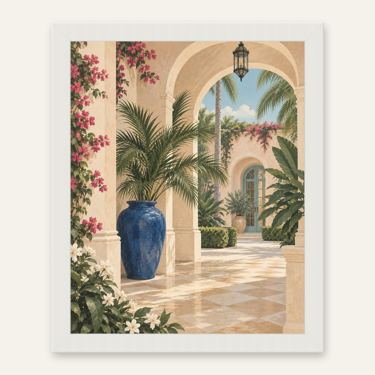 Palm Beach Courtyard — white frame, digital preview