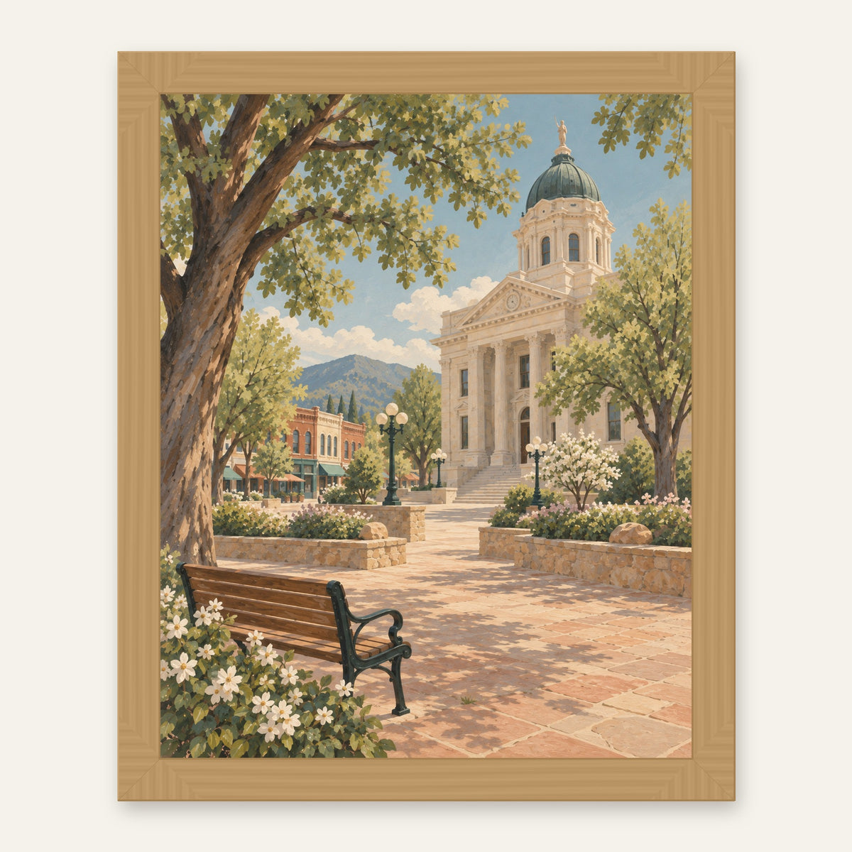 Prescott Quiet — natural oak frame, digital preview