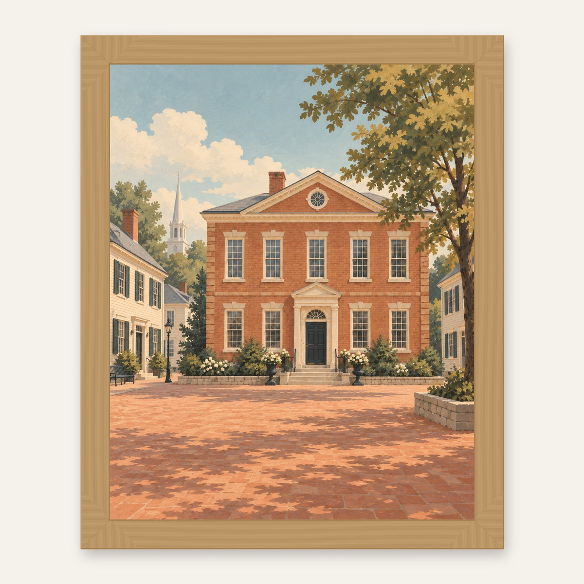 Salem Streets — natural oak frame, digital preview