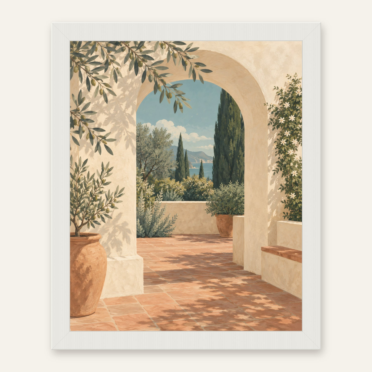 sunlit arch artwork in a white frame — digital preview