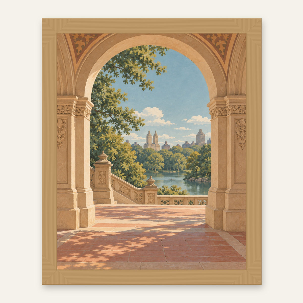 Central Park Passage — natural oak frame, digital preview
