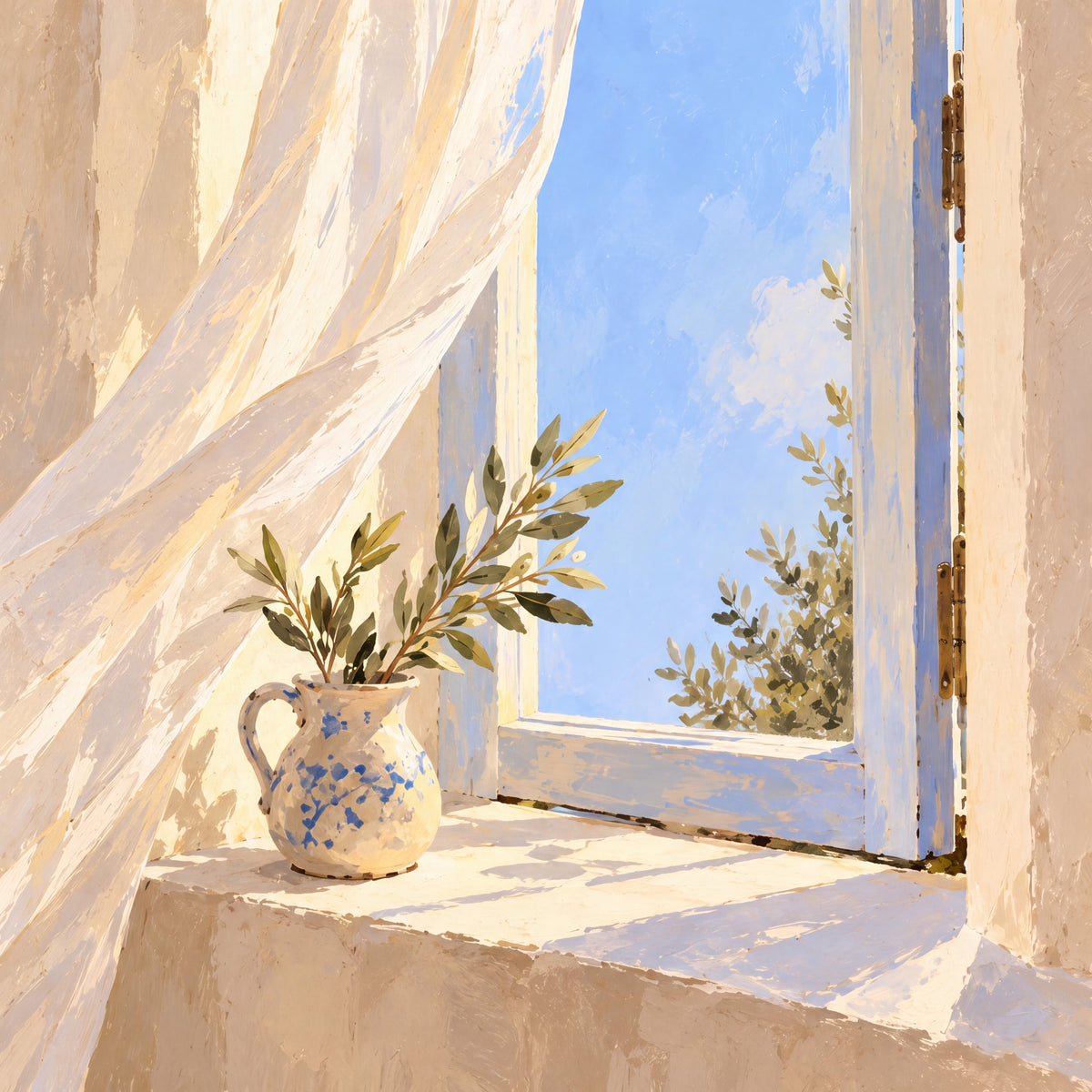 Open Window — natural oak floating frame