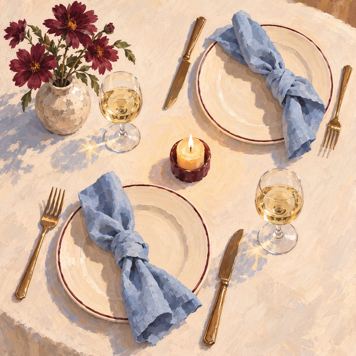 Table for Two — natural oak floating frame