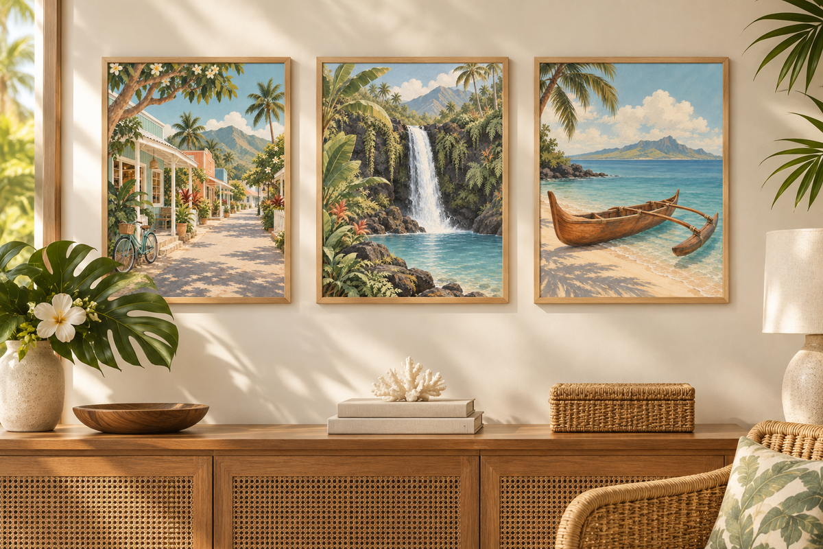 Hawaii set of three room mockup
