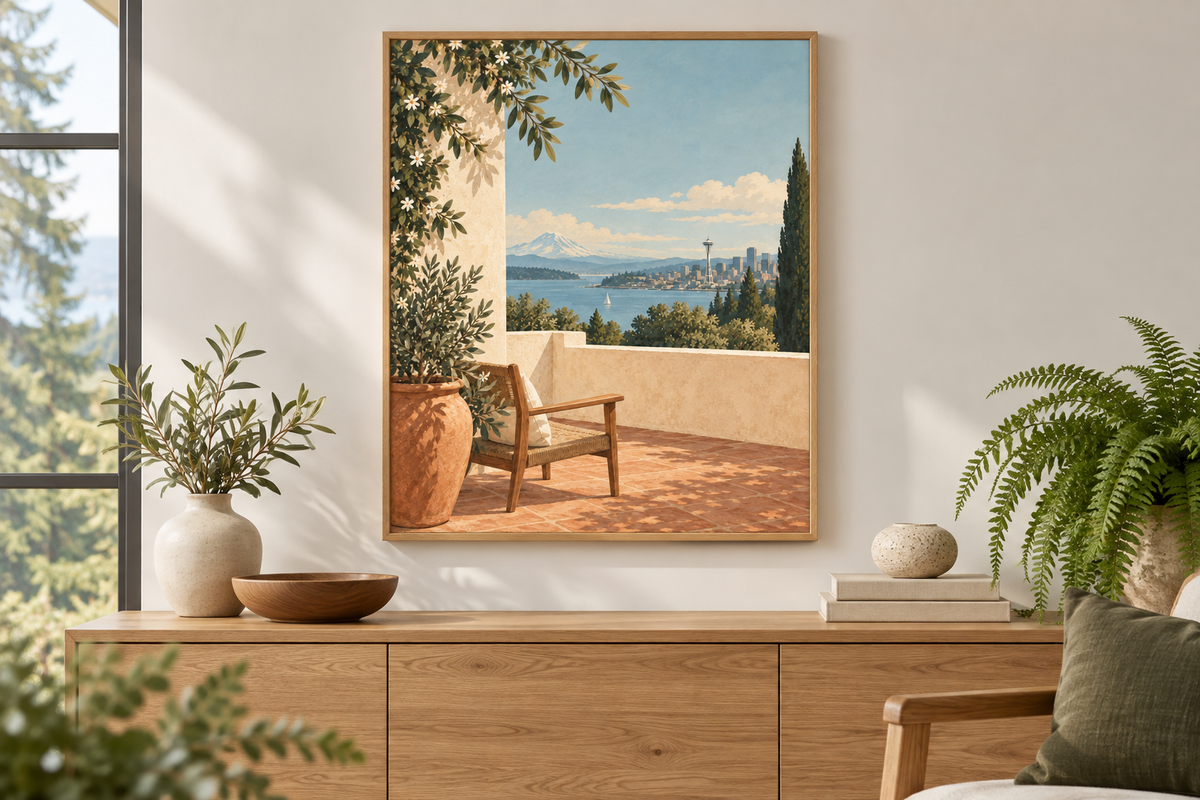 A single artwork from Washington styled in a room