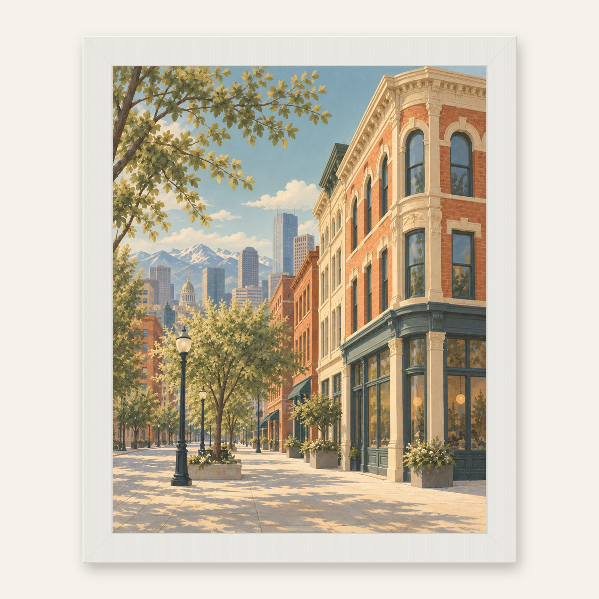 Denver Morning — white frame, digital preview