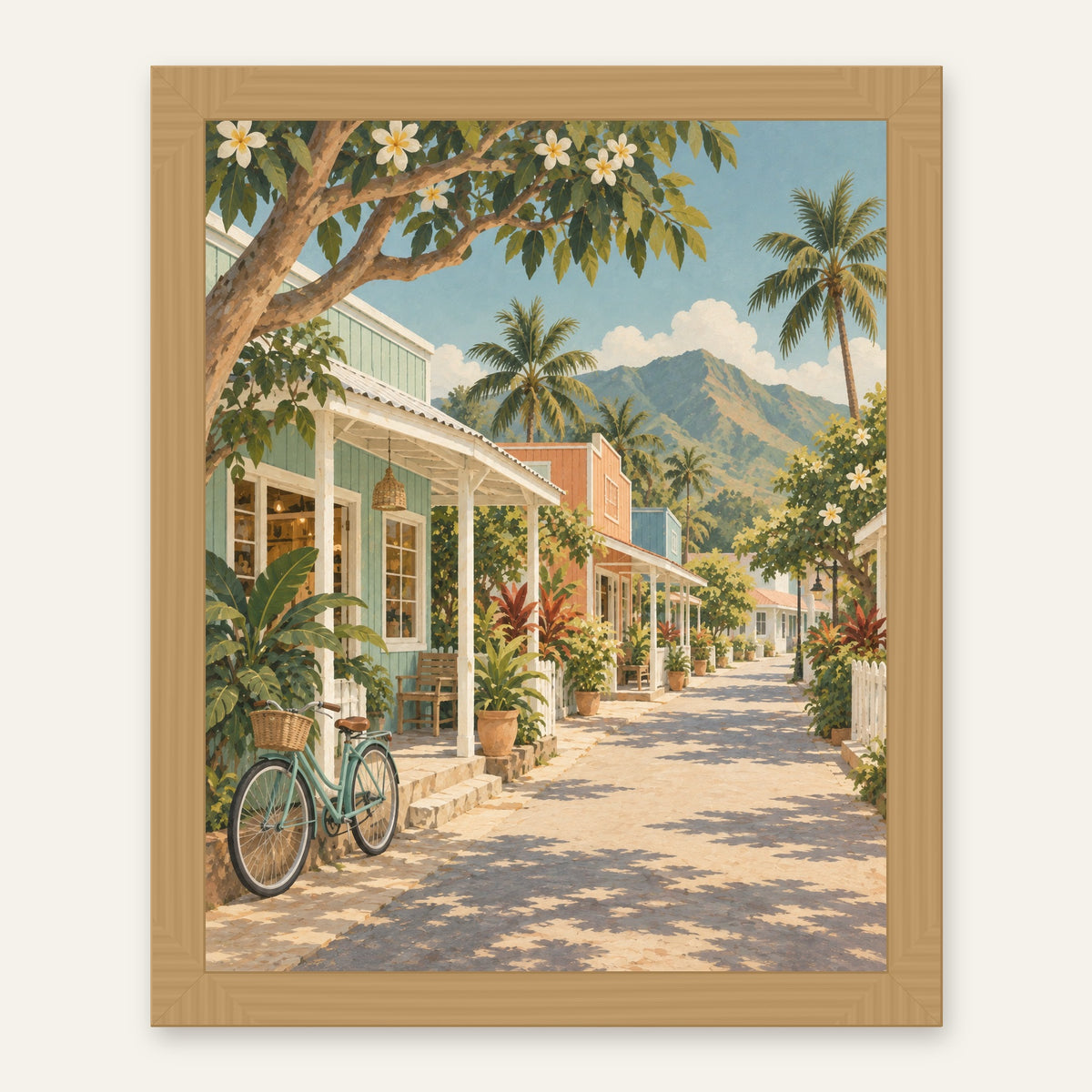Haleiwa Quiet — natural oak frame, digital preview