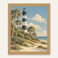 Hunting Island Light — natural oak frame, digital preview