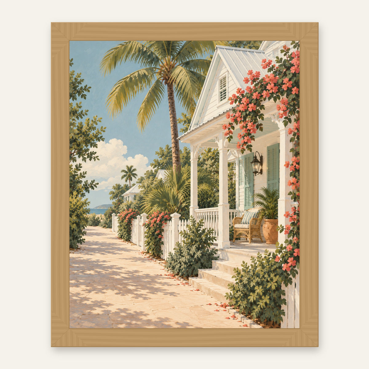 Key West Calm — natural oak frame, digital preview