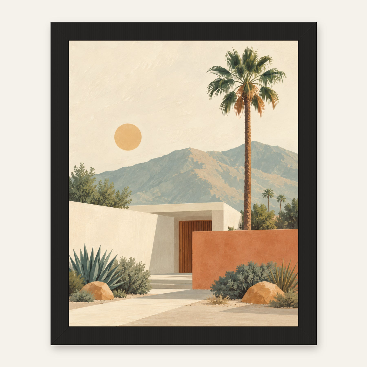 palm springs artwork in a black frame — digital preview
