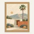 palm springs artwork in a natural oak frame — digital preview