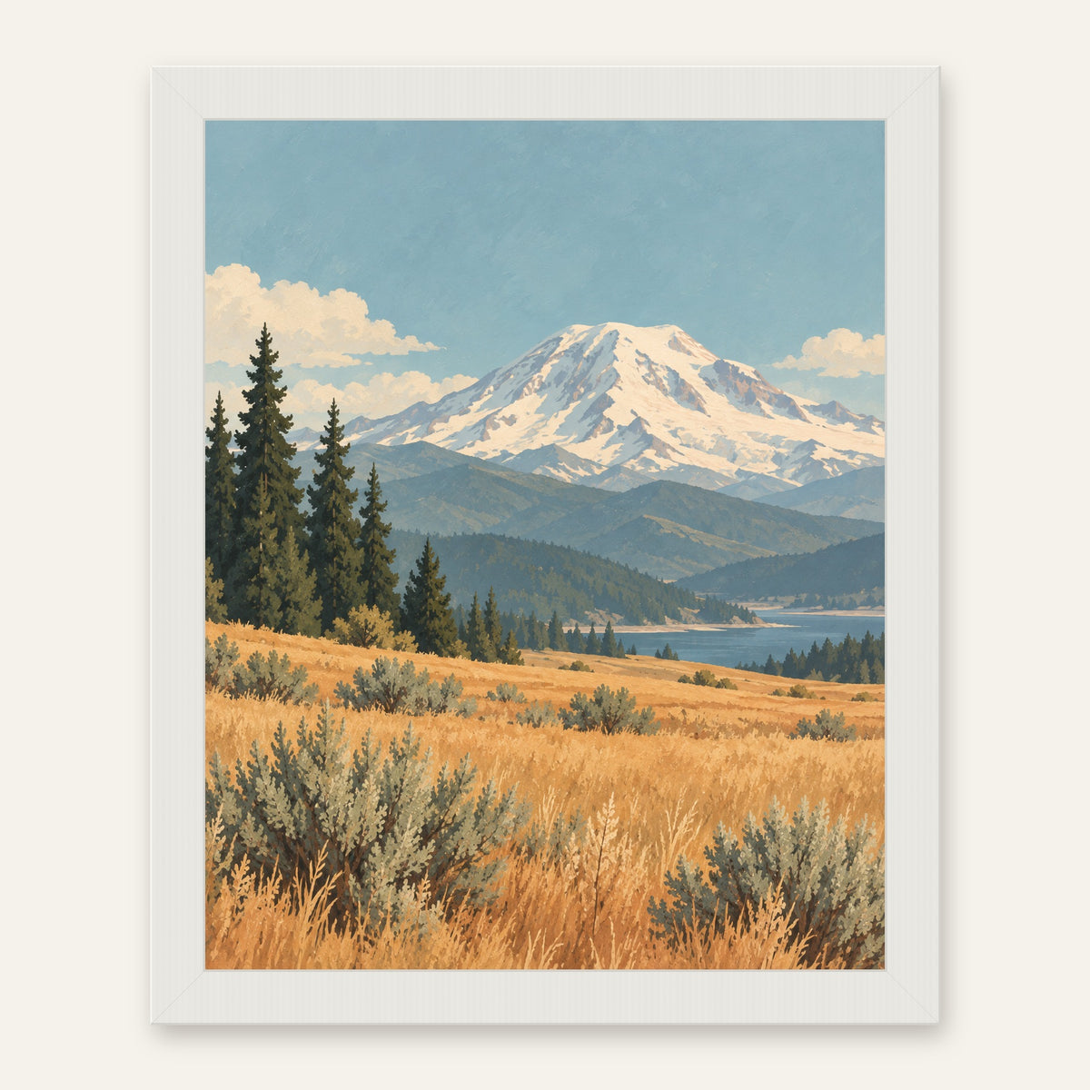 Rainier Still — white frame, digital preview