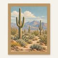 Saguaro Still — natural oak frame, digital preview