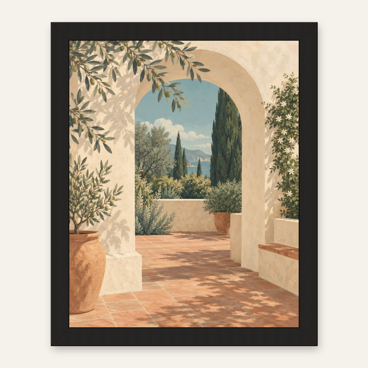 sunlit arch artwork in a black frame — digital preview