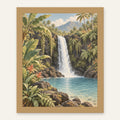Waterfall Garden — natural oak frame, digital preview
